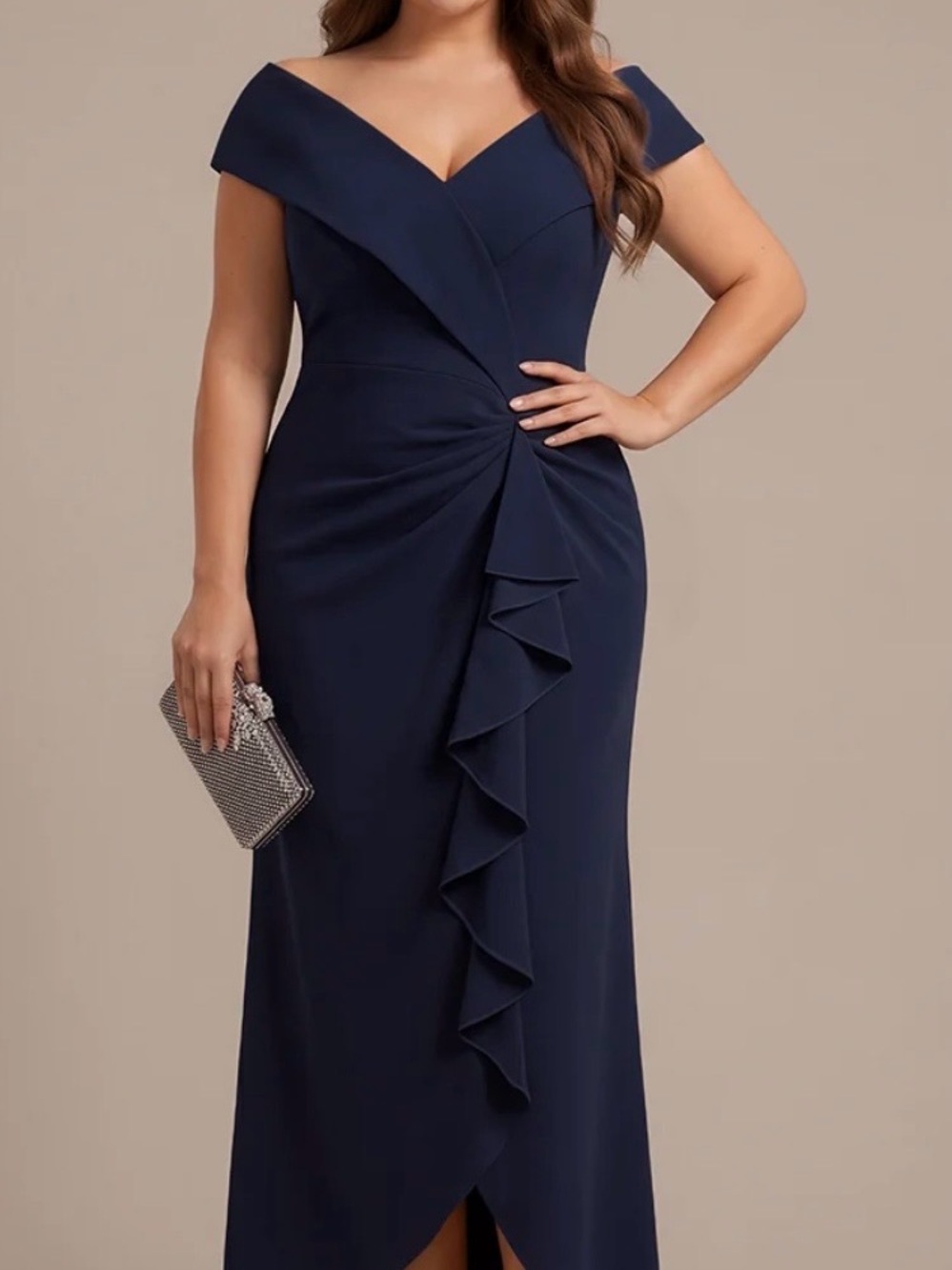 Ever-Pretty Off-Shoulder Navy formal Mother of bride/groom wedding Evening Dress